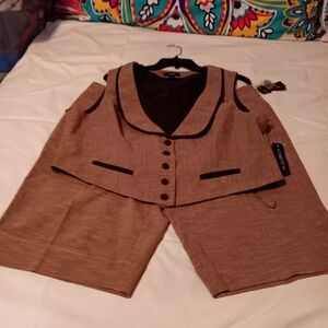 AGB  Brown 2 piece vest and shorts
